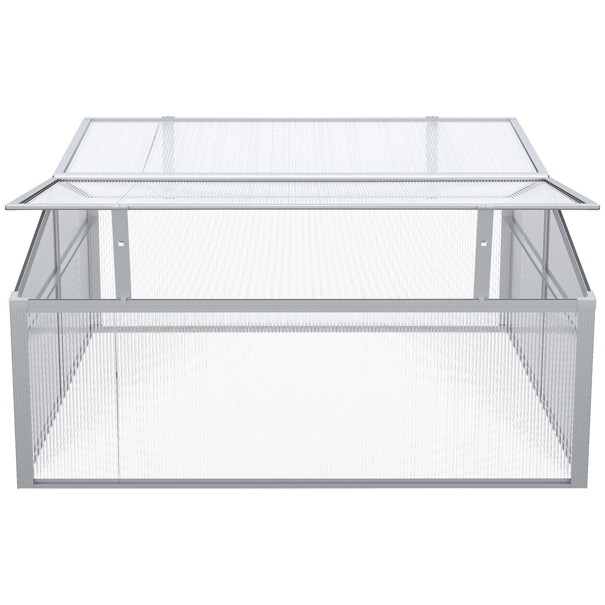 Cold Frame Aluminum 100X100X48Cm Raised Bed With Adjustable Roof, Uv Protection, Mini Greenhouse For Garden & Balcony, Silver