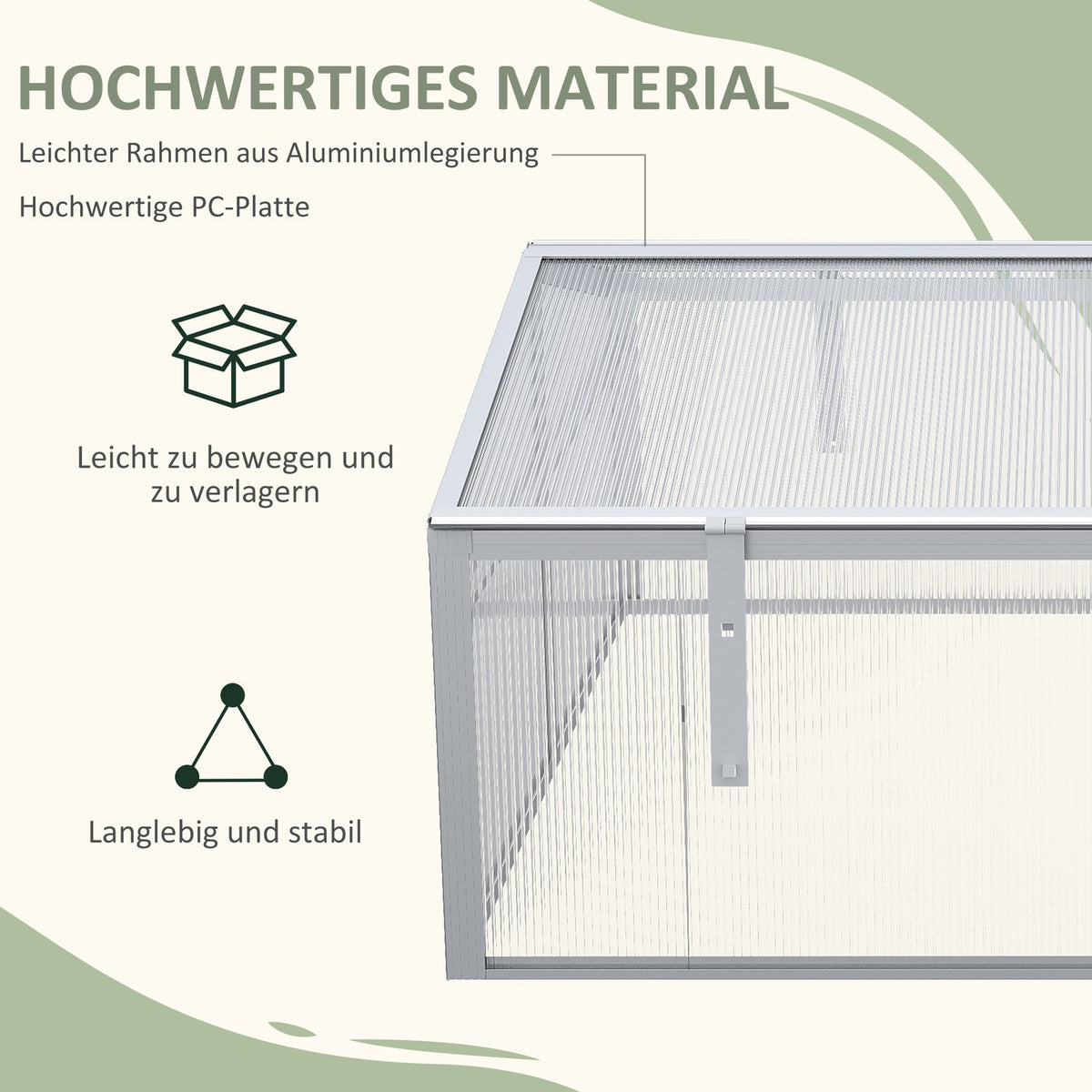 Cold Frame Aluminum 100X100X48Cm Raised Bed With Adjustable Roof, Uv Protection, Mini Greenhouse For Garden & Balcony, Silver