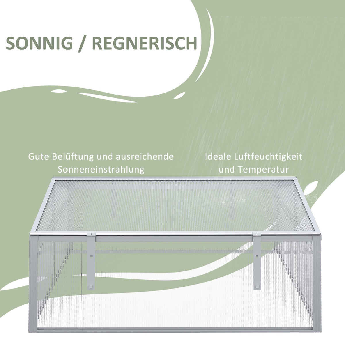 Cold Frame Aluminum 100X100X48Cm Raised Bed With Adjustable Roof, Uv Protection, Mini Greenhouse For Garden & Balcony, Silver