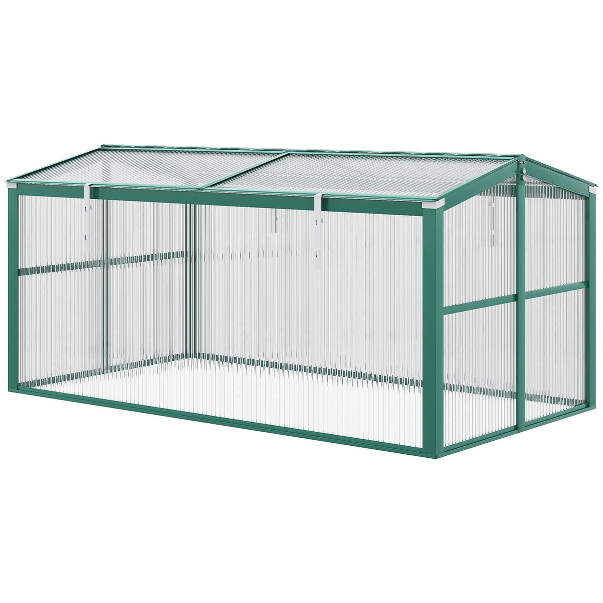 Cold Frame Aluminum 130X70X61Cm Cold Frame Box With Adjustable Roof, Uv Protection, Mini Greenhouse, Garden & Balcony, Green