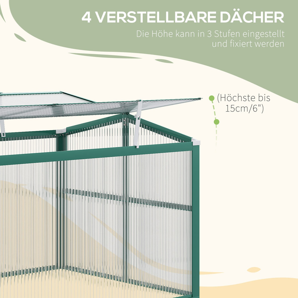 Cold Frame Aluminum 130X70X61Cm Cold Frame Box With Adjustable Roof, Uv Protection, Mini Greenhouse, Garden & Balcony, Green