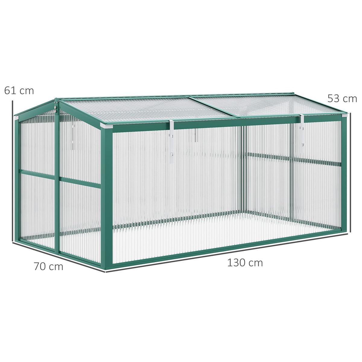 Cold Frame Aluminum 130X70X61Cm Cold Frame Box With Adjustable Roof, Uv Protection, Mini Greenhouse, Garden & Balcony, Green