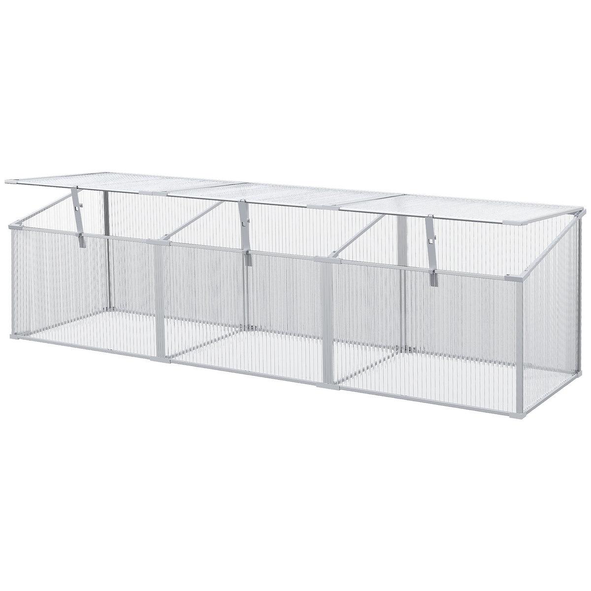 Cold Frame Aluminum, Cold Frame Box With Adjustable Roof, Plant Bed With Uv Protection, Mini Greenhouse For Garden, Balcony, Silver, 180 X 51 X 51 Cm