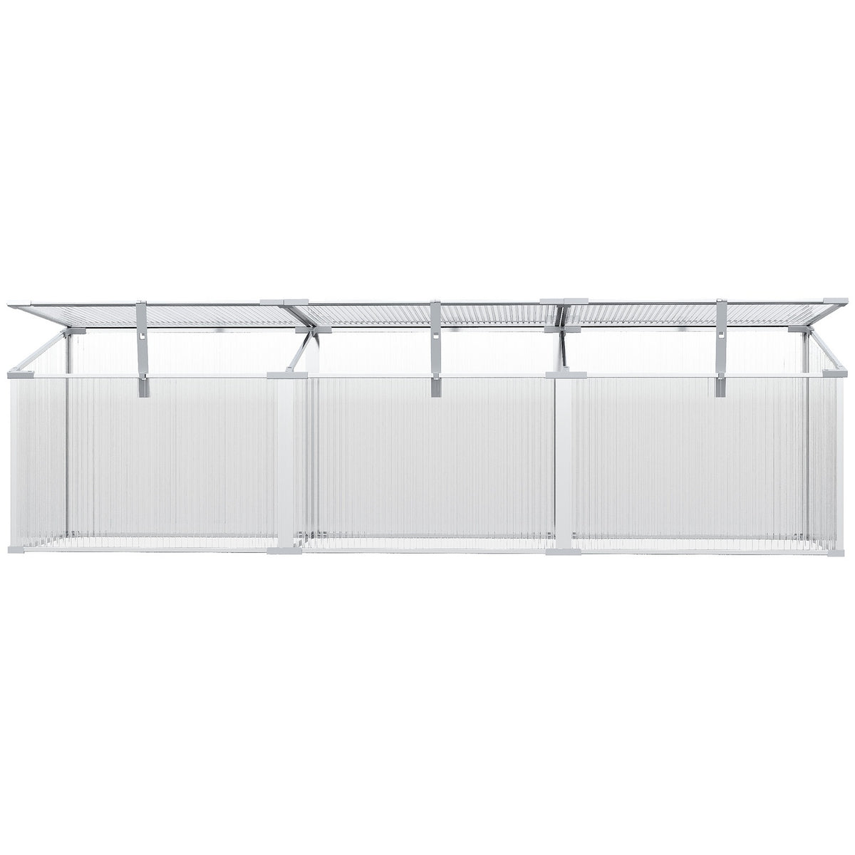 Cold Frame Aluminum, Cold Frame Box With Adjustable Roof, Plant Bed With Uv Protection, Mini Greenhouse For Garden, Balcony, Silver, 180 X 51 X 51 Cm