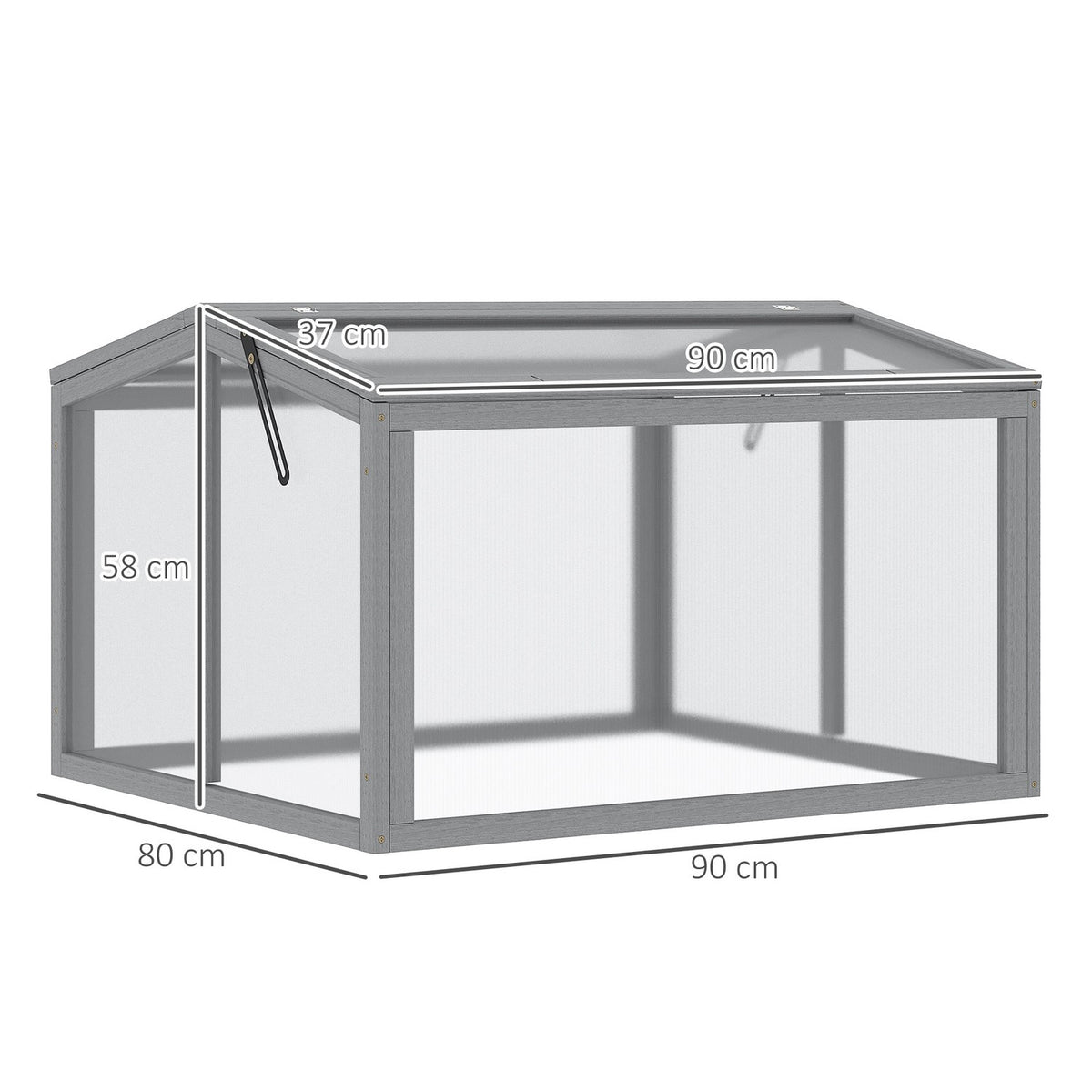 Cold Frame Greenhouse Greenhouse Cold Frame Box Plant Bed With Cover Made Of Wood And Polycarbonate Weatherproof Light Gray 90 X 80 X 58 Cm