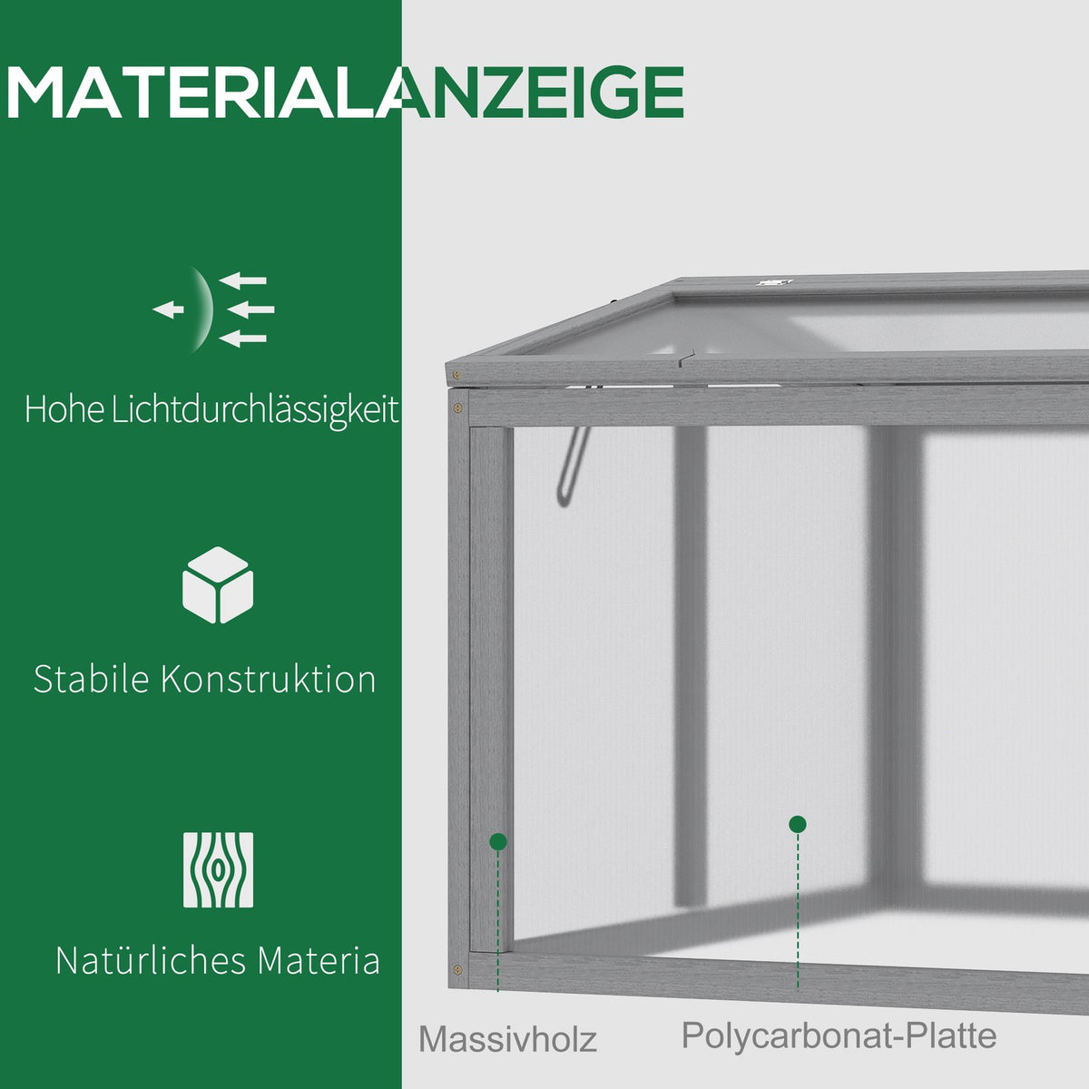 Cold Frame Greenhouse Greenhouse Cold Frame Box Plant Bed With Cover Made Of Wood And Polycarbonate Weatherproof Light Gray 90 X 80 X 58 Cm
