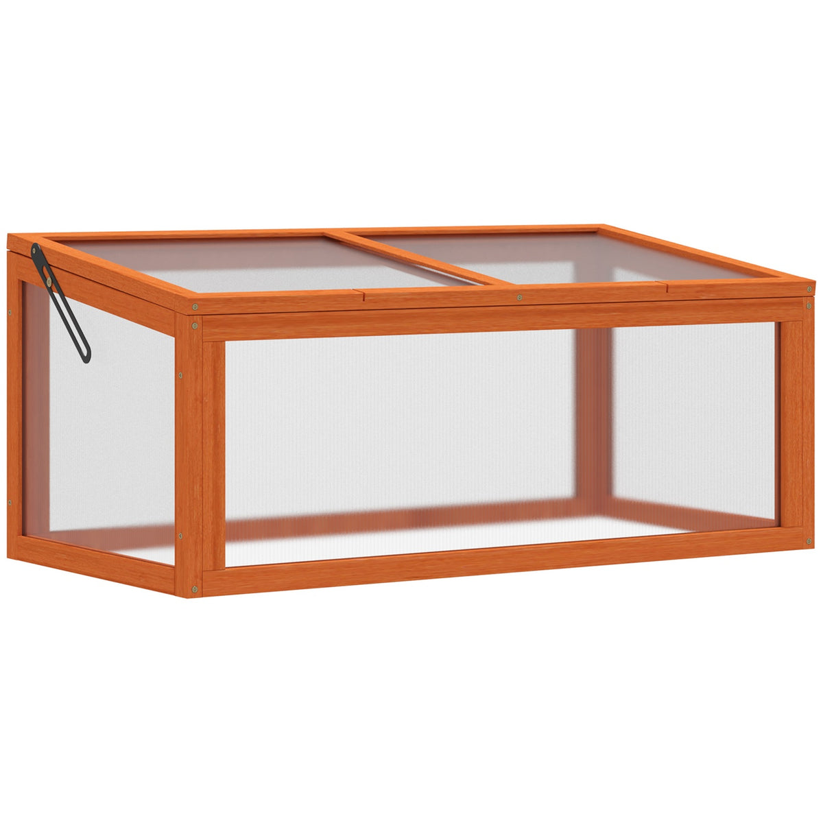 Cold Frame Greenhouse With Cover, Weatherproof, Made Of Wood And Polycarbonate, Orange, 90X46X40Cm