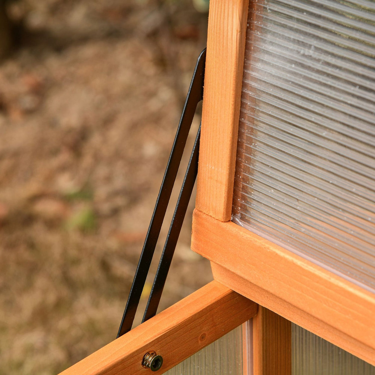 Cold Frame Greenhouse With Cover, Weatherproof, Made Of Wood And Polycarbonate, Orange, 90X80X58Cm