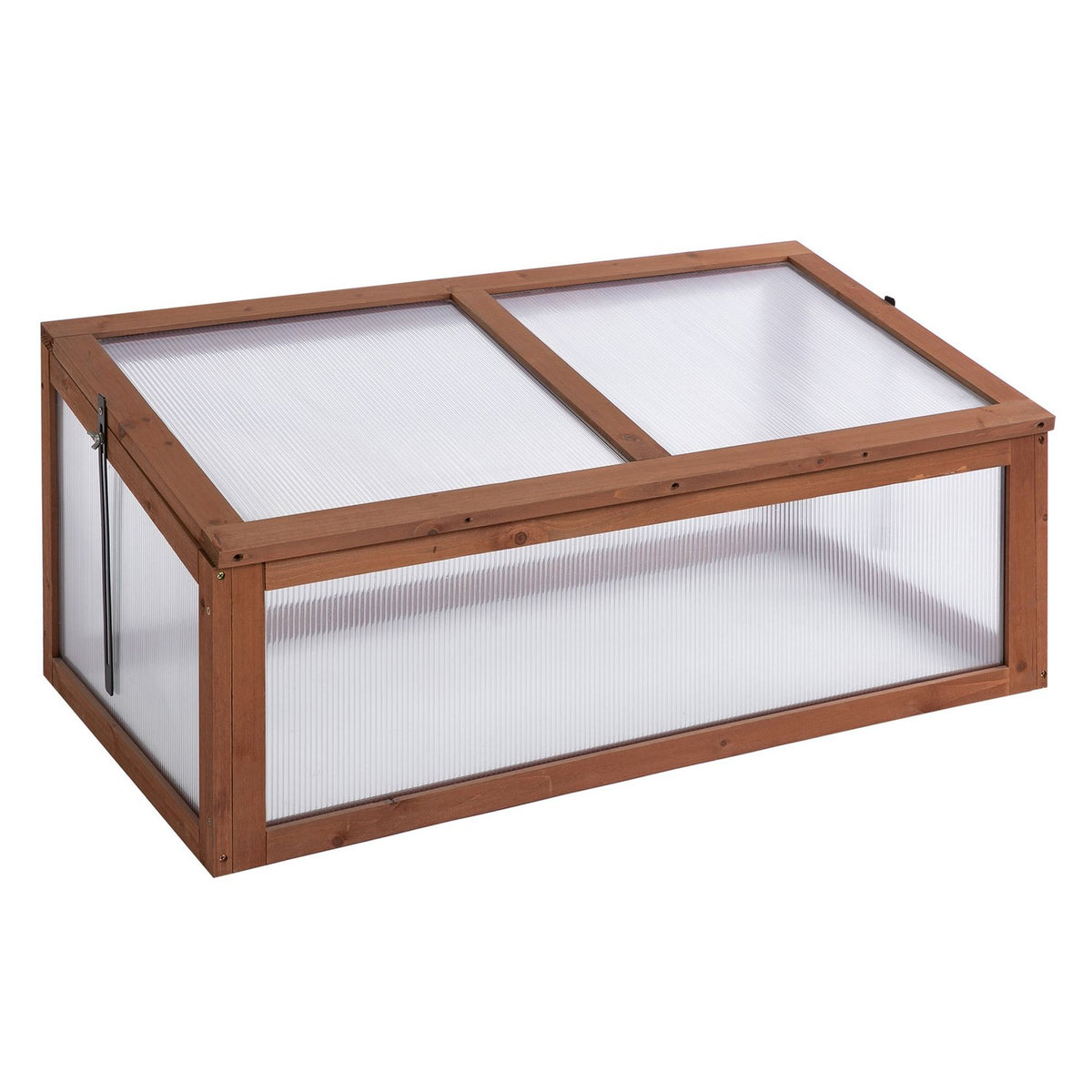 Cold frame wood, mini greenhouse 100 x 65 x 40 cm, greenhouse with cover, UV protection, translucent cold frame box, winterproof raised bed for garden, brown