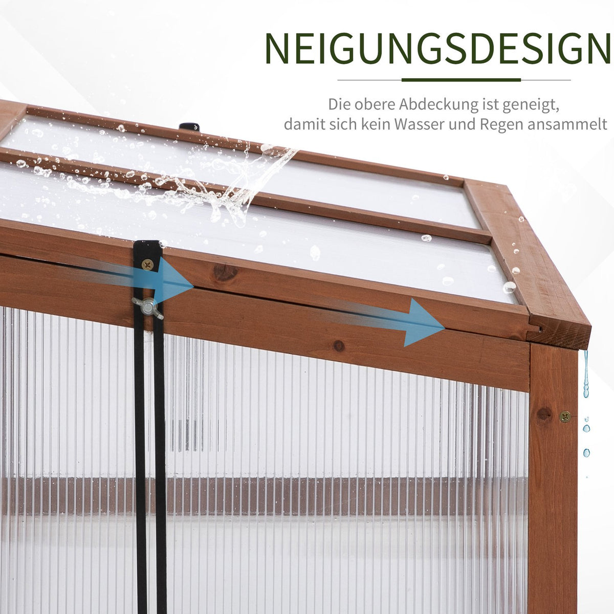 Cold frame wood, mini greenhouse 100 x 65 x 40 cm, greenhouse with cover, UV protection, translucent cold frame box, winterproof raised bed for garden, brown