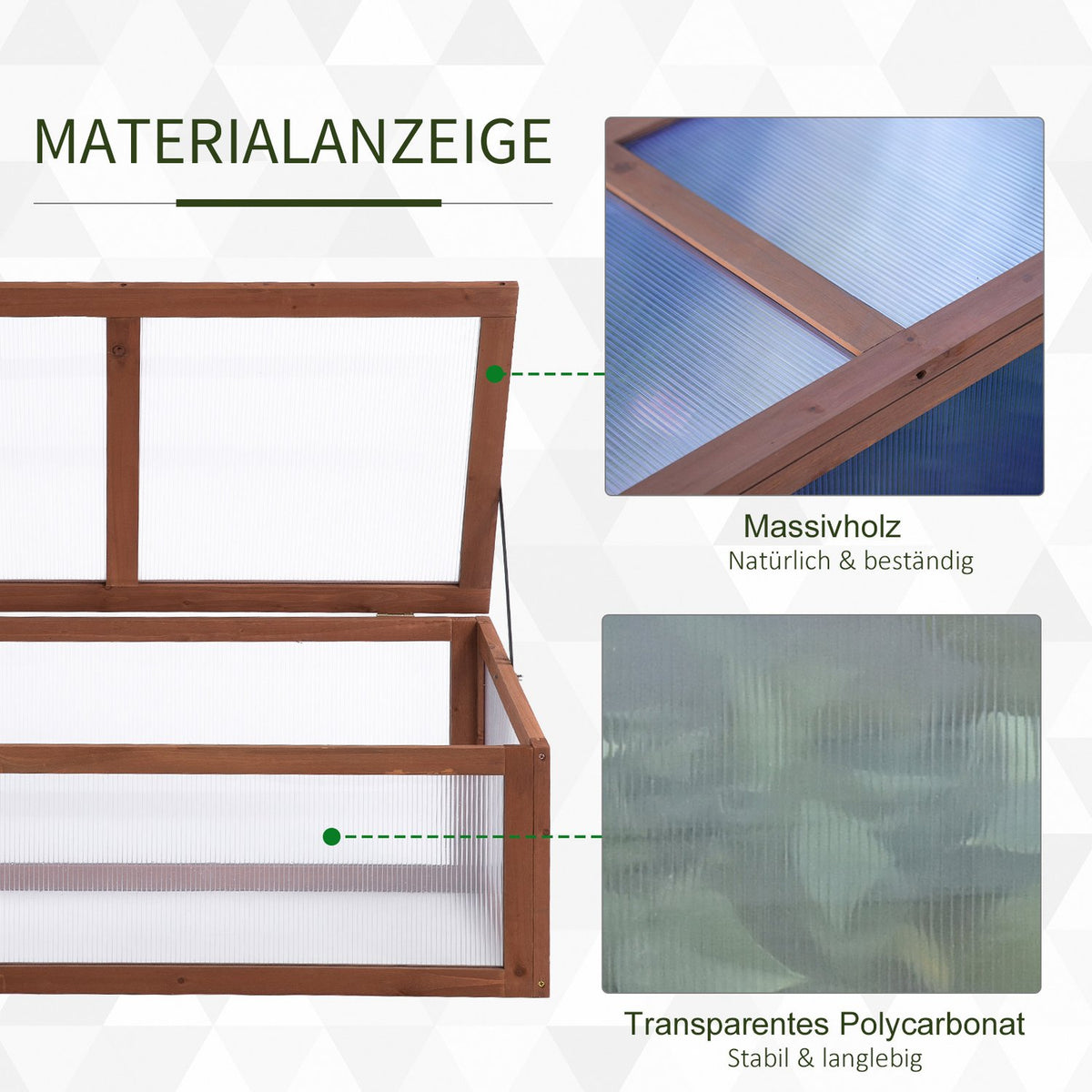Cold frame wood, mini greenhouse 100 x 65 x 40 cm, greenhouse with cover, UV protection, translucent cold frame box, winterproof raised bed for garden, brown