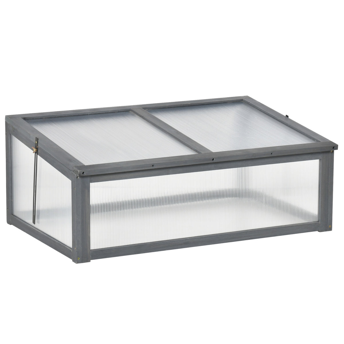 Cold frame wood, mini greenhouse 100 x 65 x 40 cm, greenhouse with cover, UV protection, translucent cold frame box, winterproof raised bed for garden, gray