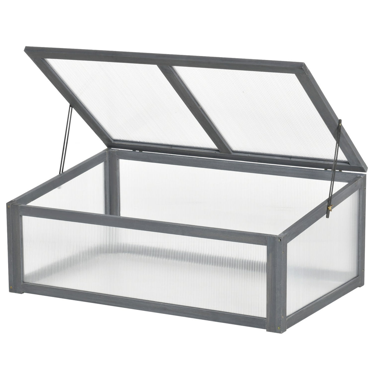 Cold frame wood, mini greenhouse 100 x 65 x 40 cm, greenhouse with cover, UV protection, translucent cold frame box, winterproof raised bed for garden, gray