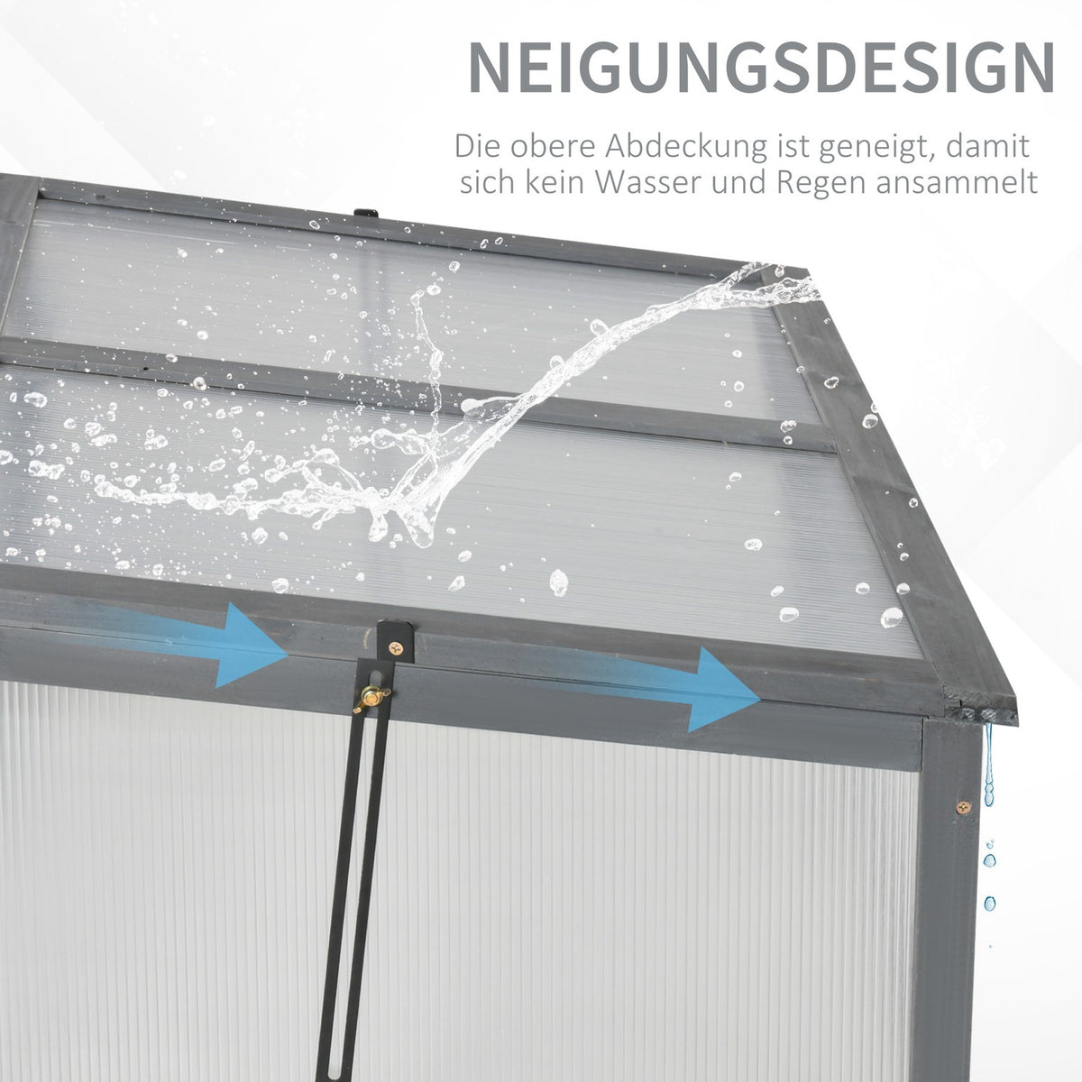 Cold frame wood, mini greenhouse 100 x 65 x 40 cm, greenhouse with cover, UV protection, translucent cold frame box, winterproof raised bed for garden, gray