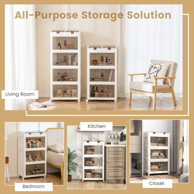 Collapsible 160L Stackable Storage Bins, Wheels, Magnetic Doors