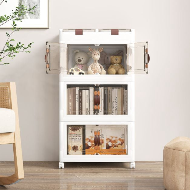 Collapsible 160L Stackable Storage Bins, Wheels, Magnetic Doors