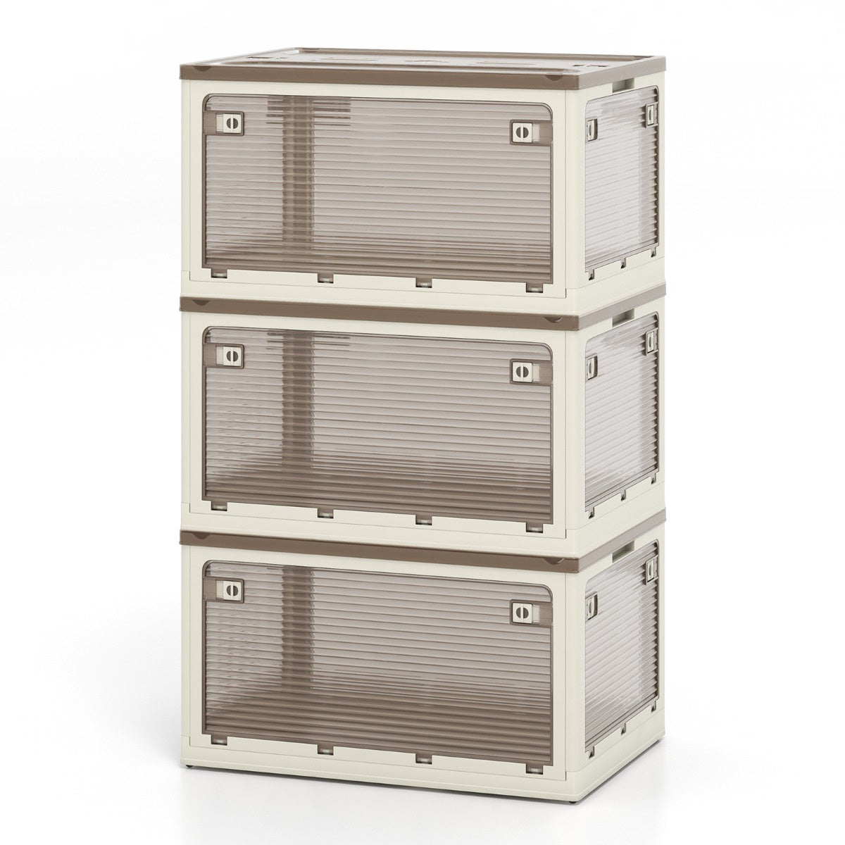 Collapsible Storage Bins 3-Pack, Stackable With Lids