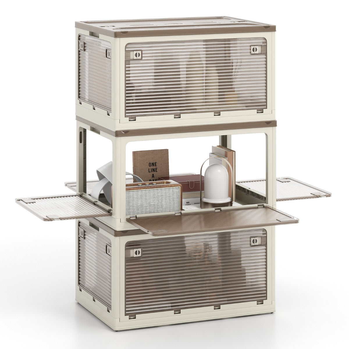 Collapsible Storage Bins 3-Pack, Stackable With Lids