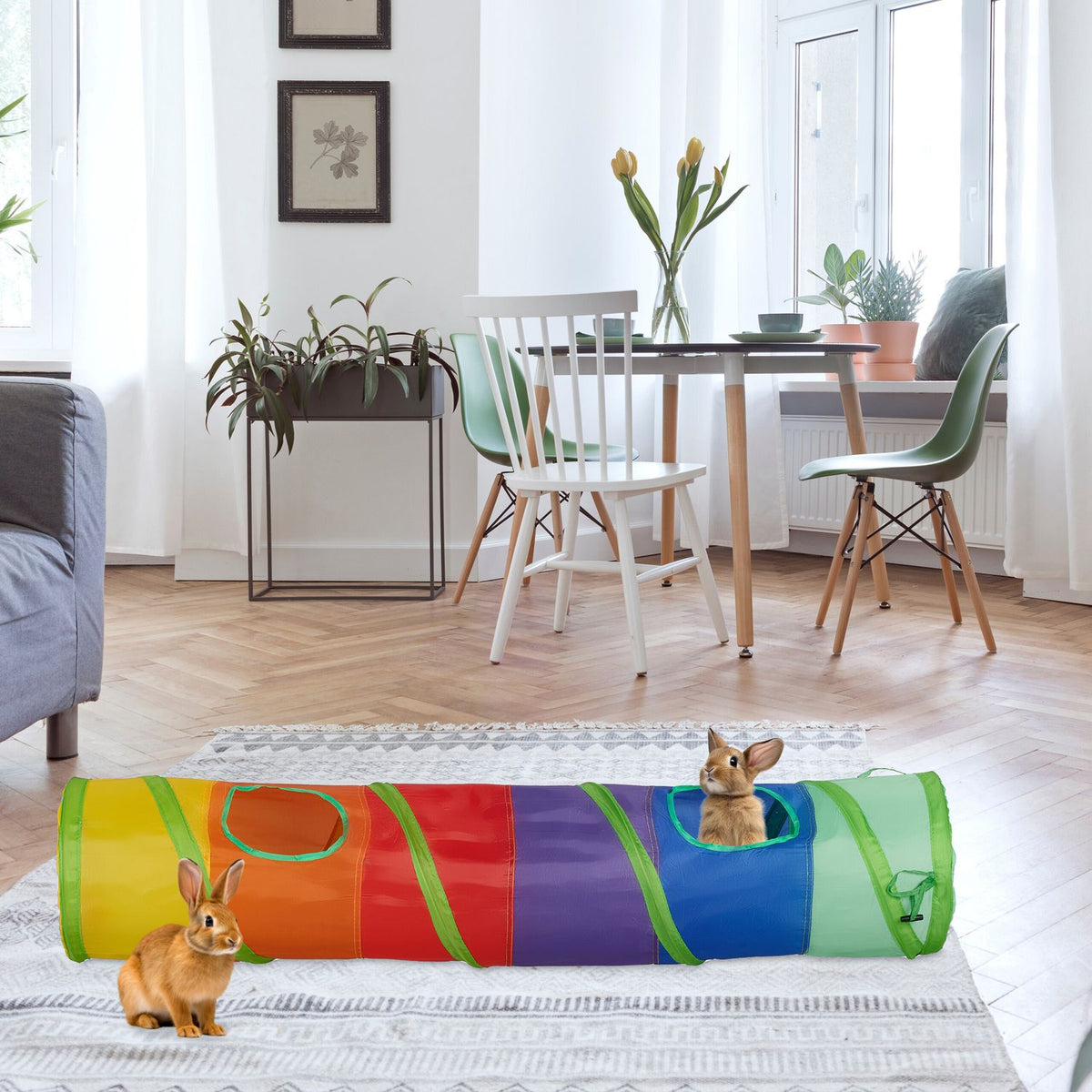 Collapsible cat tunnel in colorful colors