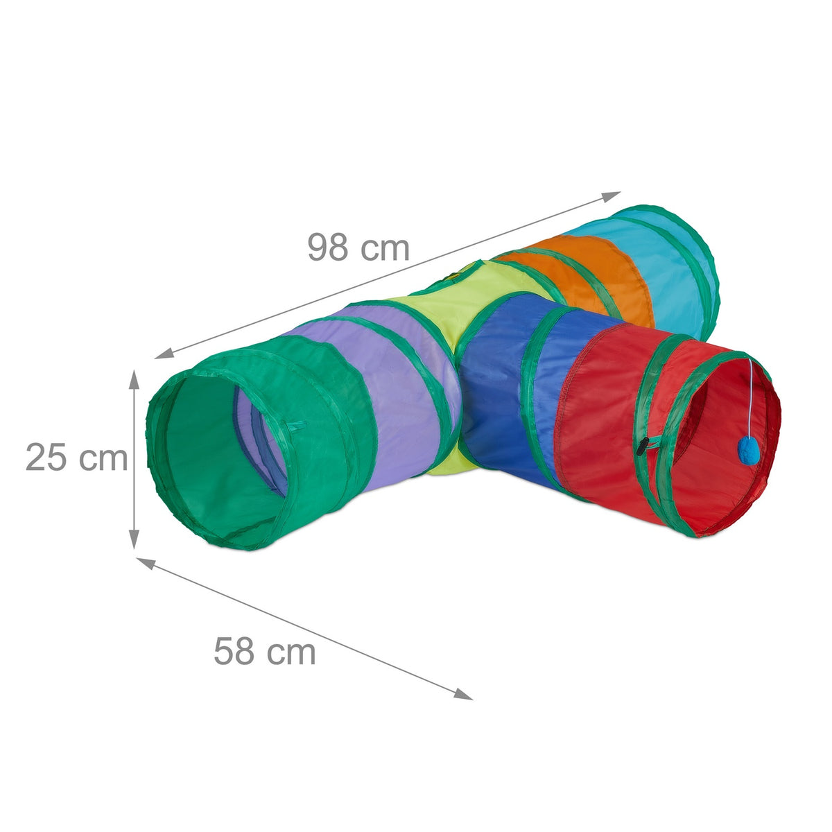 Collapsible cat tunnel with 3 aisles