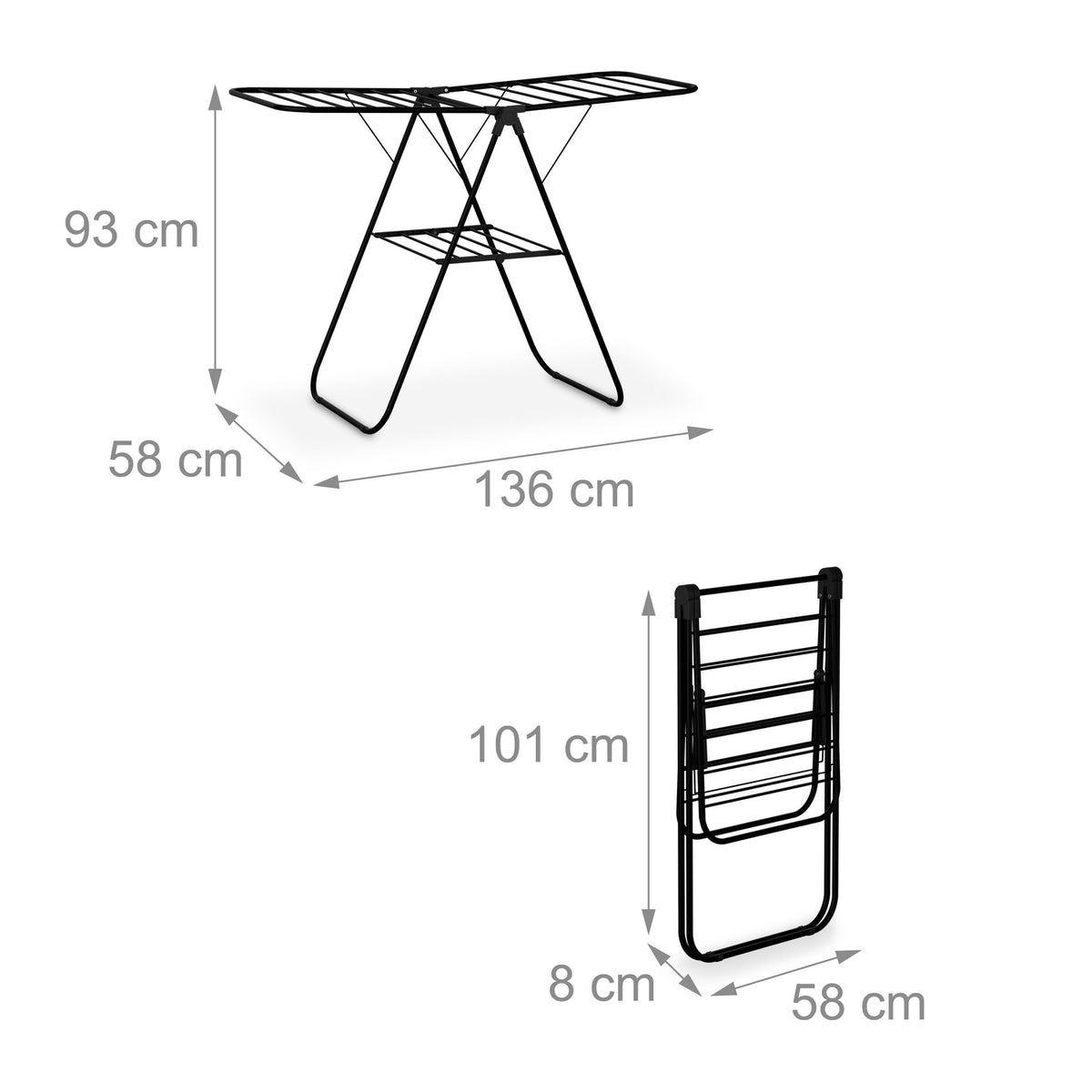Collapsible clothes horse with multiple pairs