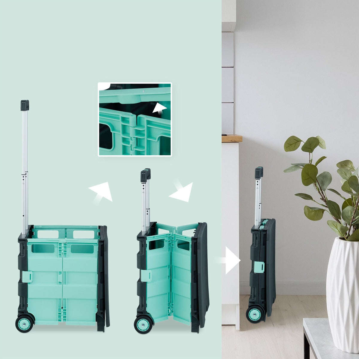 Collapsible shopping cart with lid