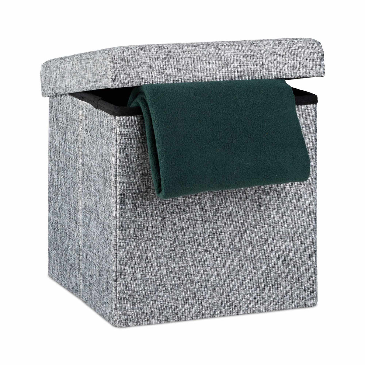 Collapsible stool with linen fabric storage