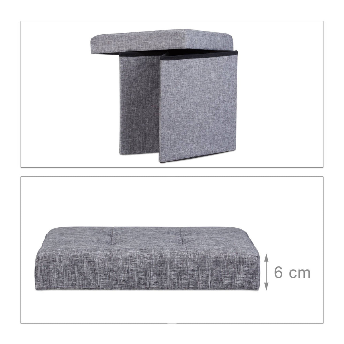 Collapsible stool with linen fabric storage