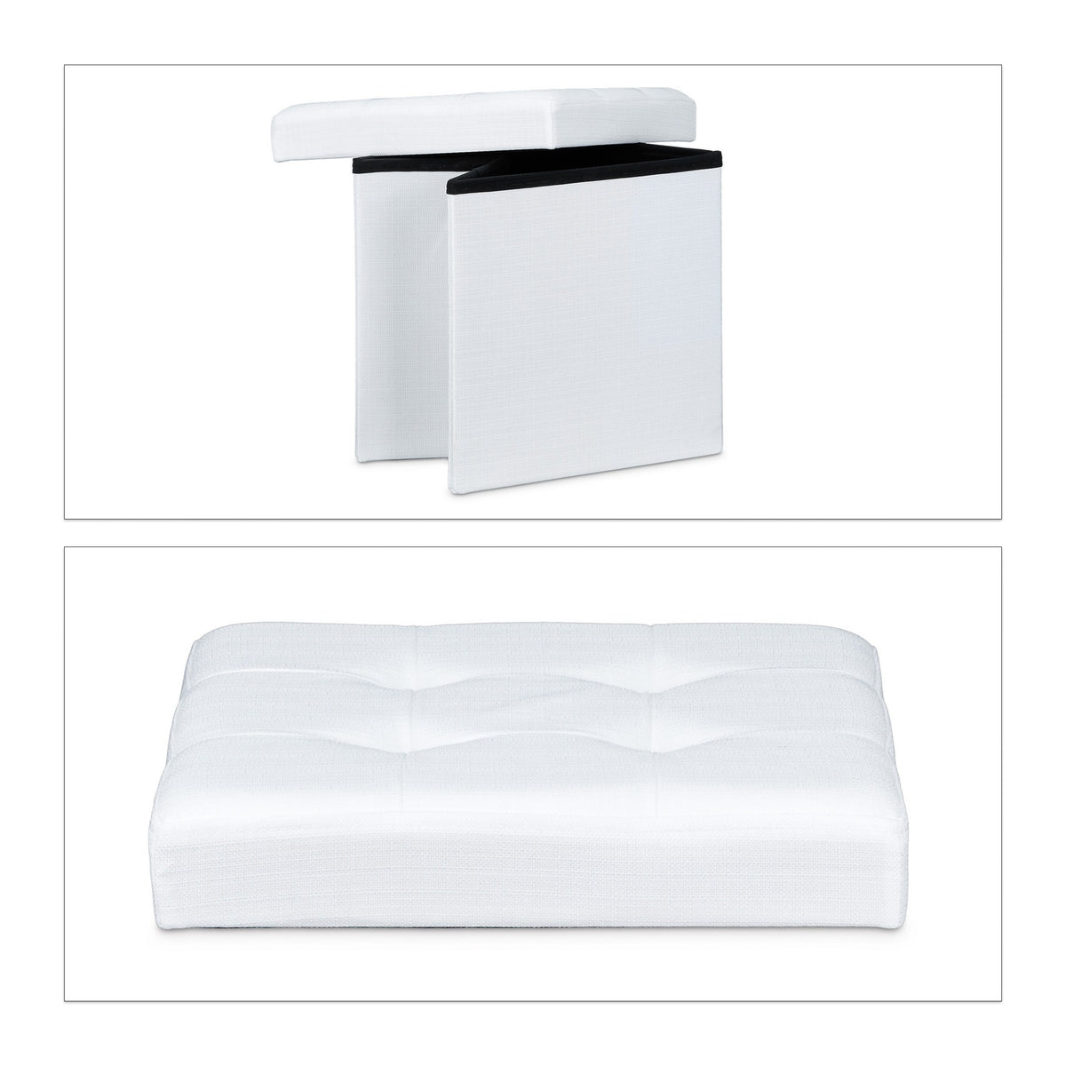 Collapsible stool with linen fabric storage