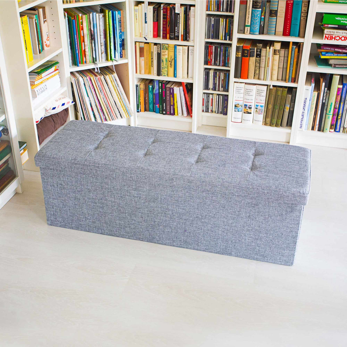 Collapsible storage bench linen fabric