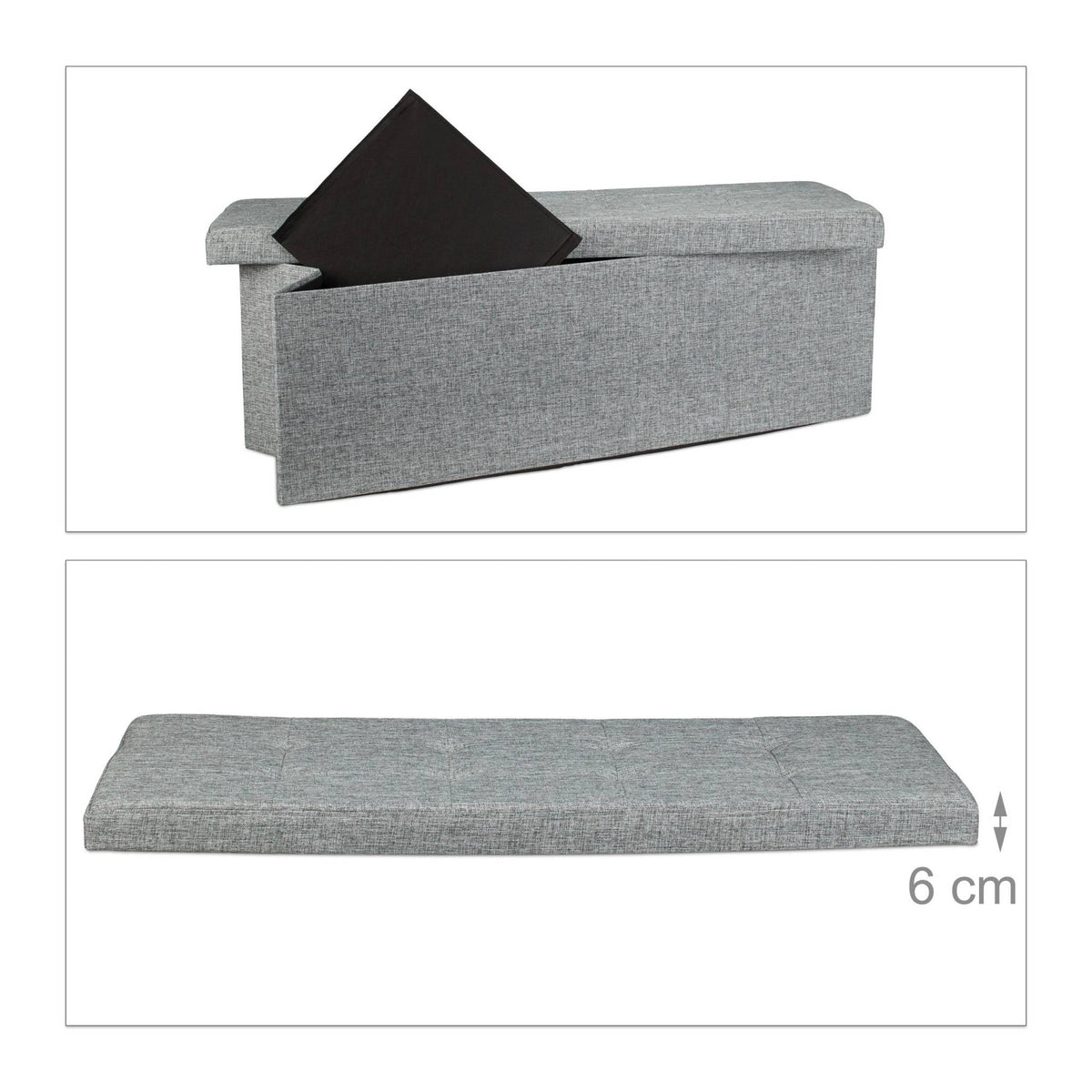 Collapsible storage bench linen fabric