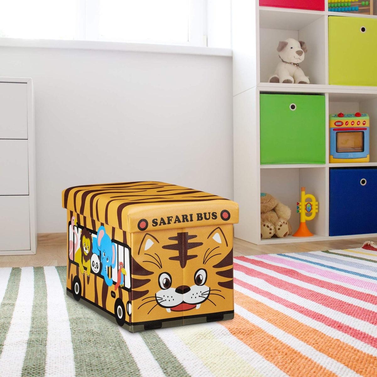 Collapsible toy box with storage space