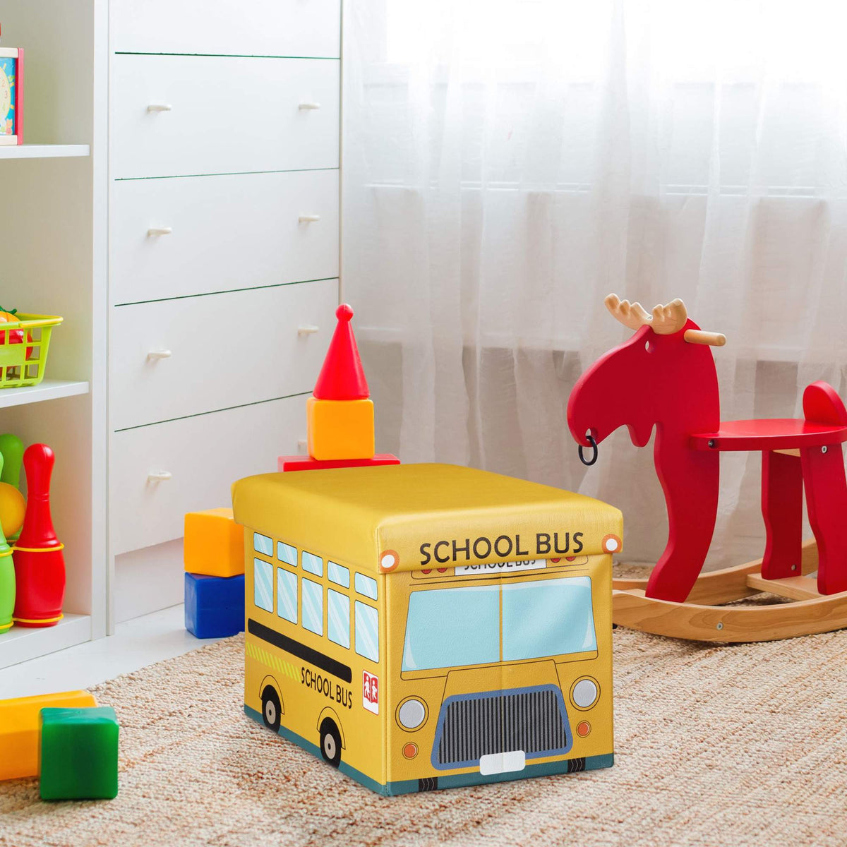 Collapsible toy box with storage space
