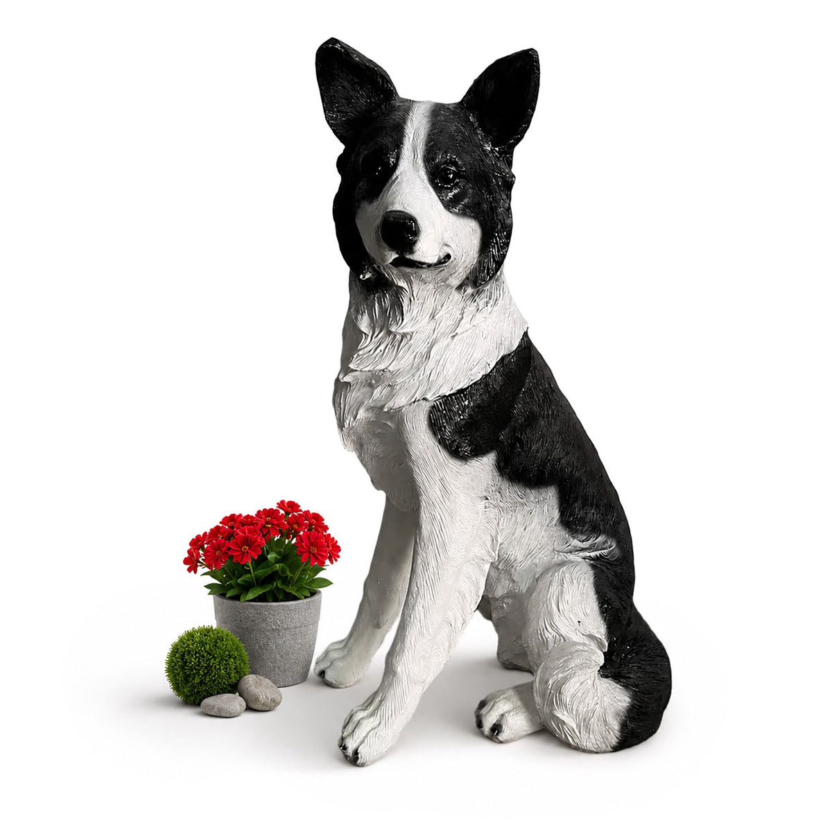 Collie Garden Dog Statue, Life-Size Polyresin Decor