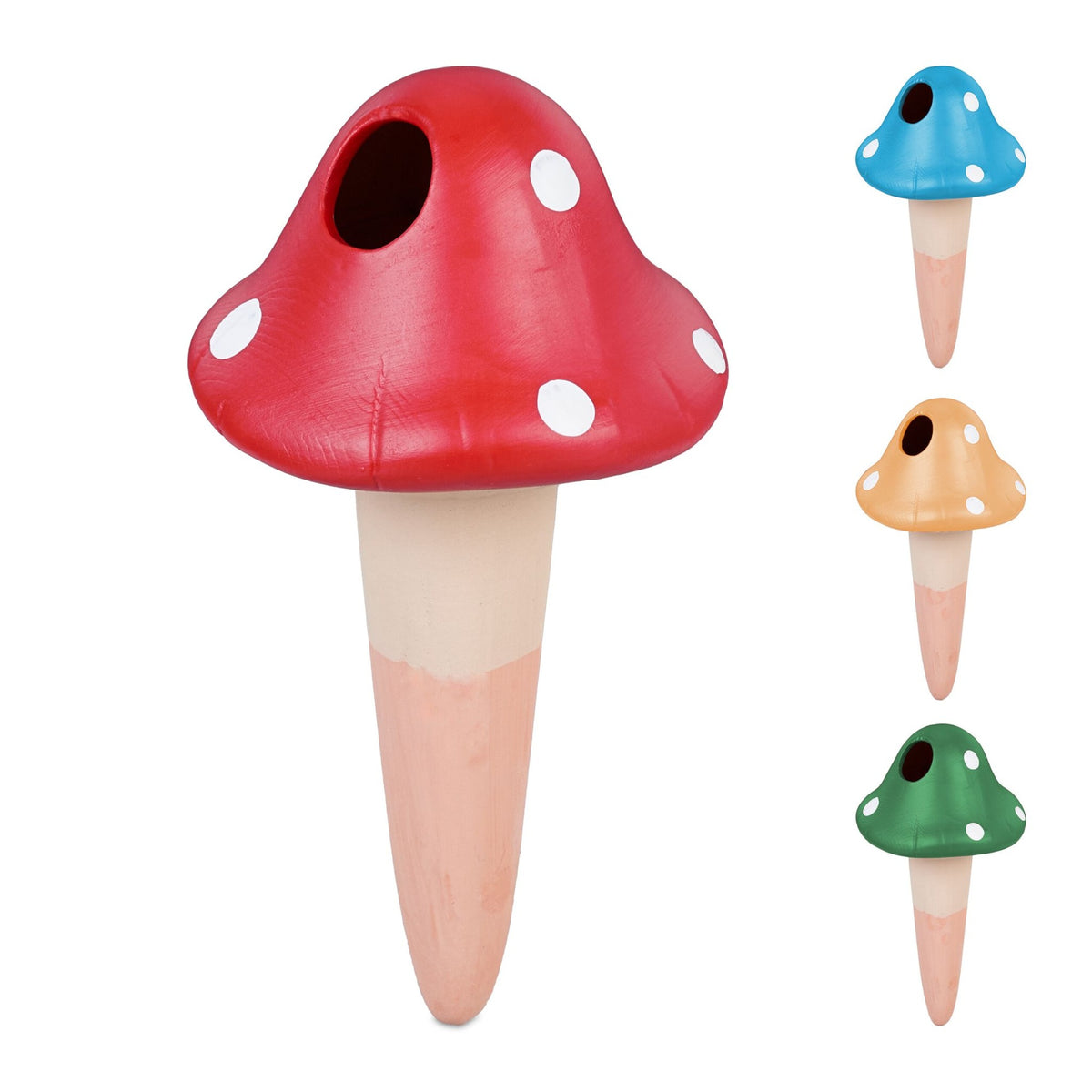 Colored mushrooms in the form of clay cones, 4 pcs