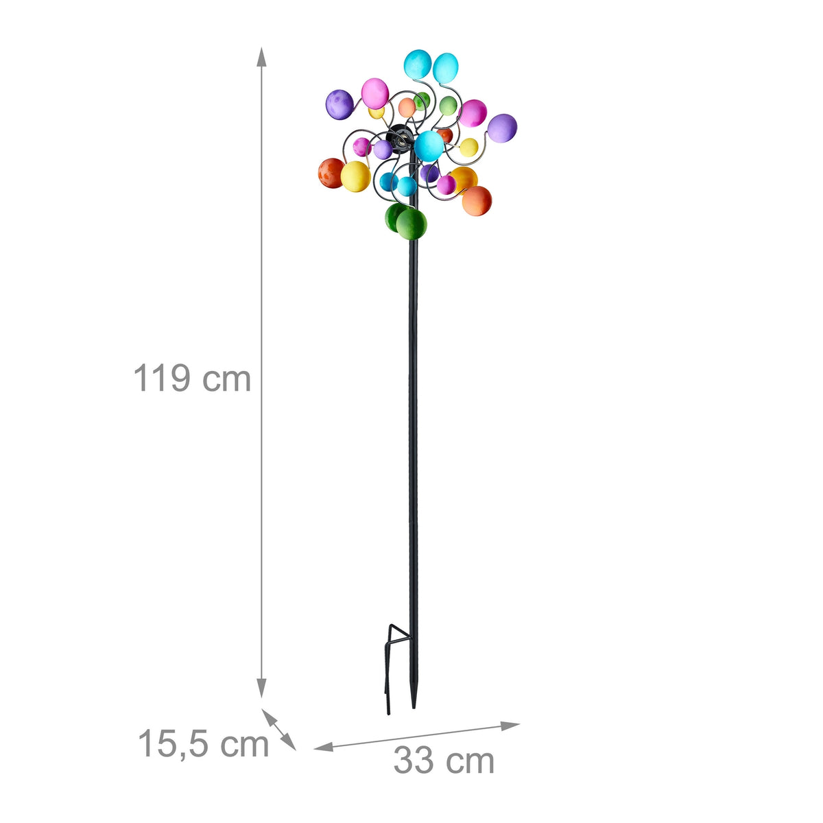 Colorful Garden Wind Spinner with Sturdy Iron Spike