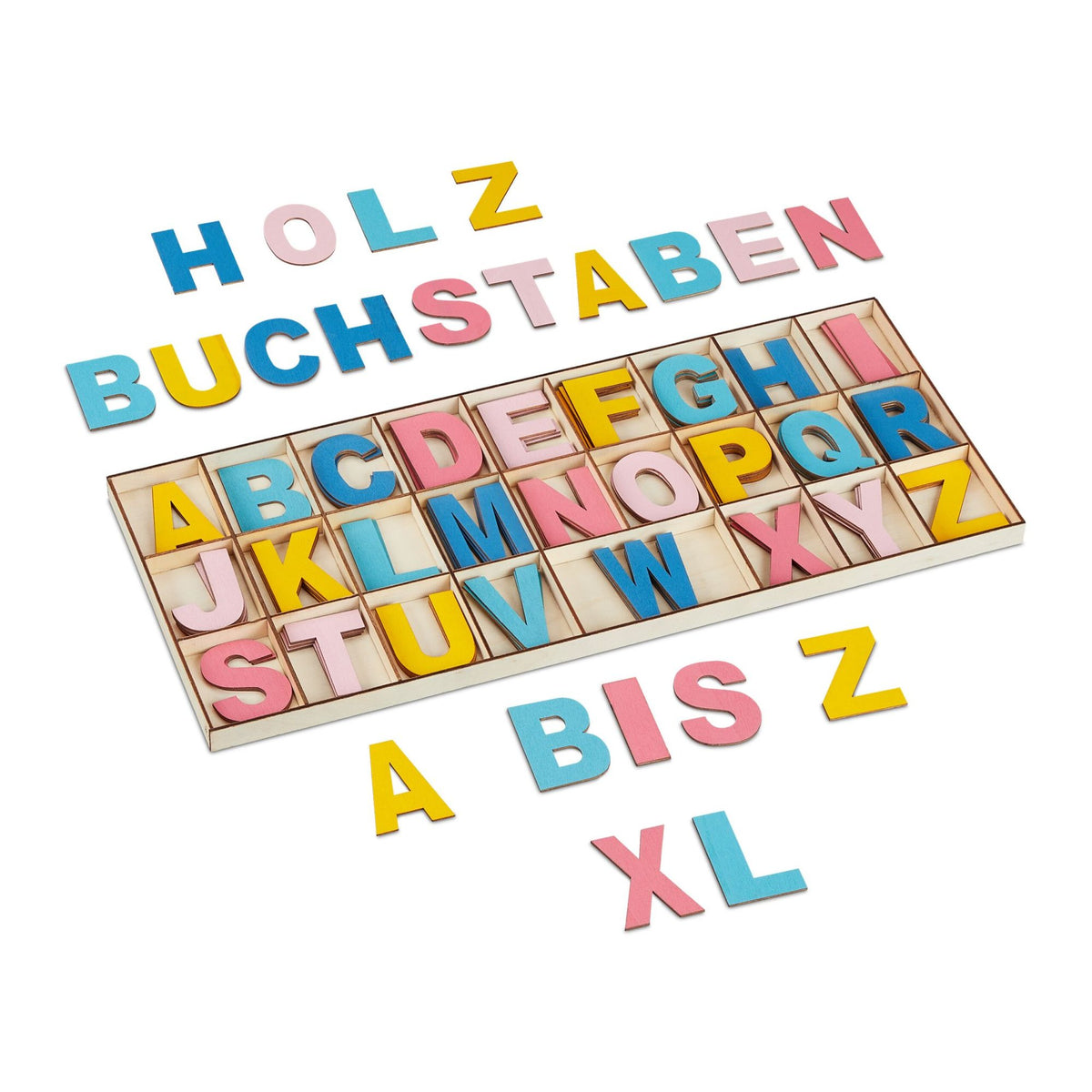 Colorful XL wooden letters 104 pieces