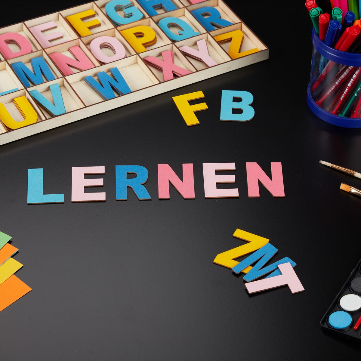 Colorful XL wooden letters 104 pieces