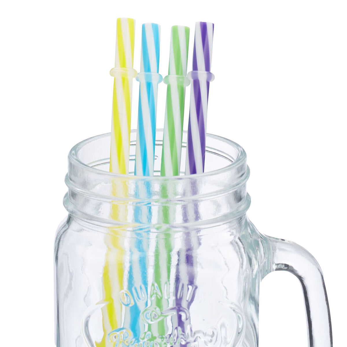 Colorful drinking glasses with lids set of 4