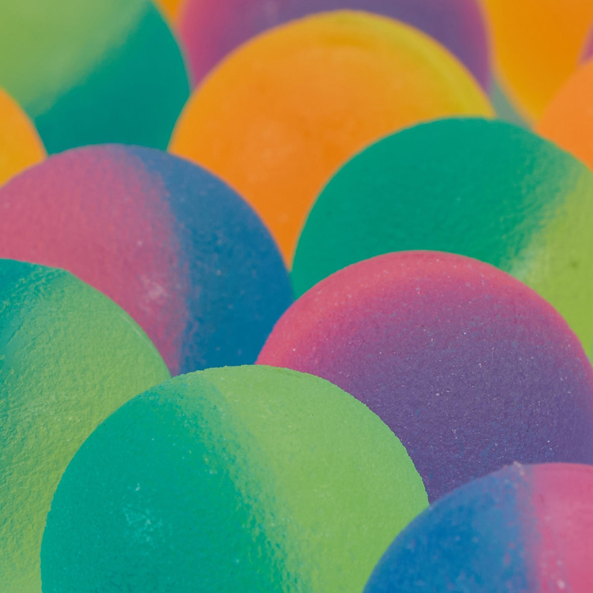 Colorful flummies in a set of 24