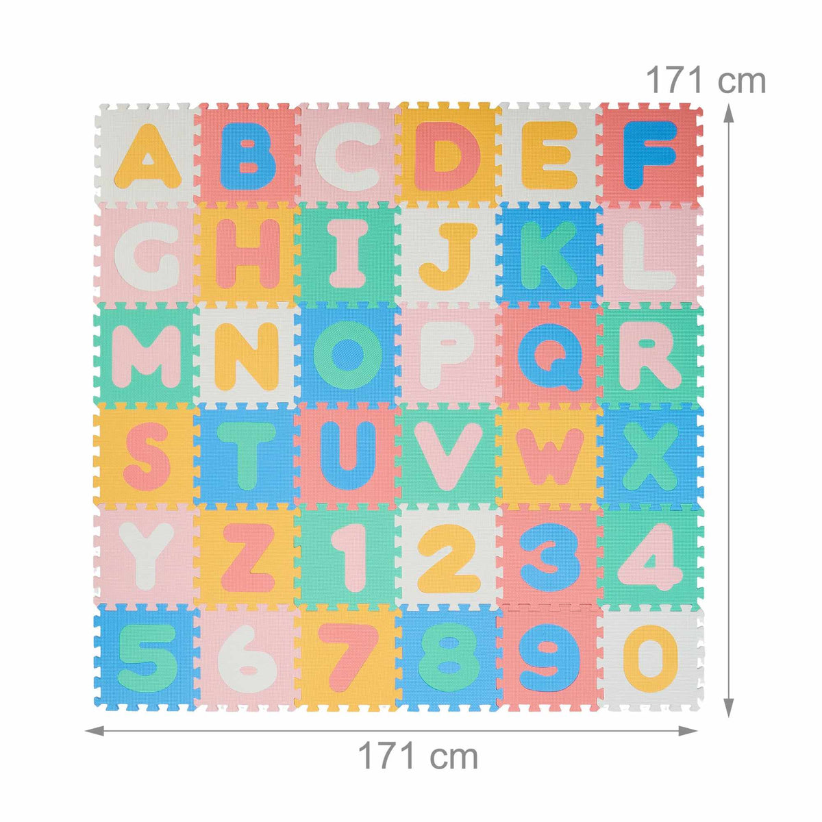 Colorful puzzle mat with ABC and numbers