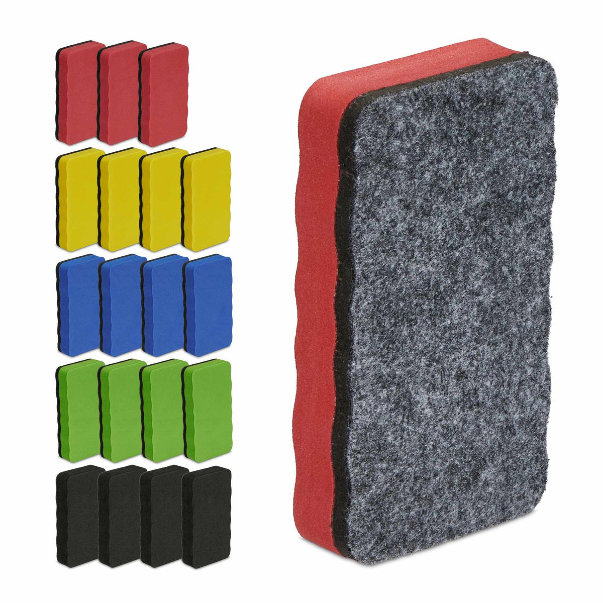 Colorful whiteboard sponges in a set of 20