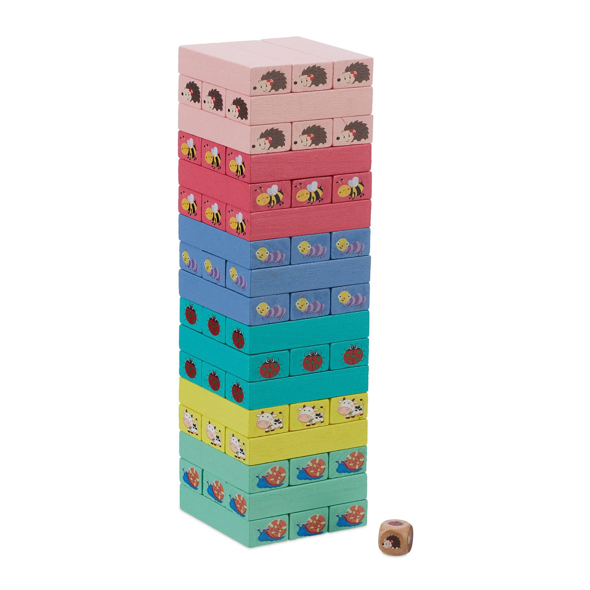 Colorful wooden swing tower with animals