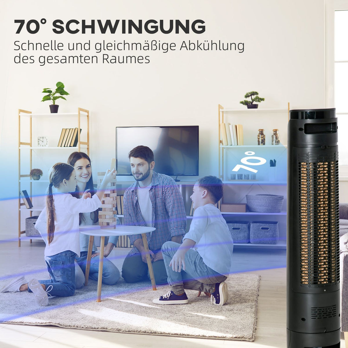 Column Fan Tower Fan Air Cooler 2-in-1 - 4 Modes 3 Speeds, Remote Control, Timer, Swivel - Black