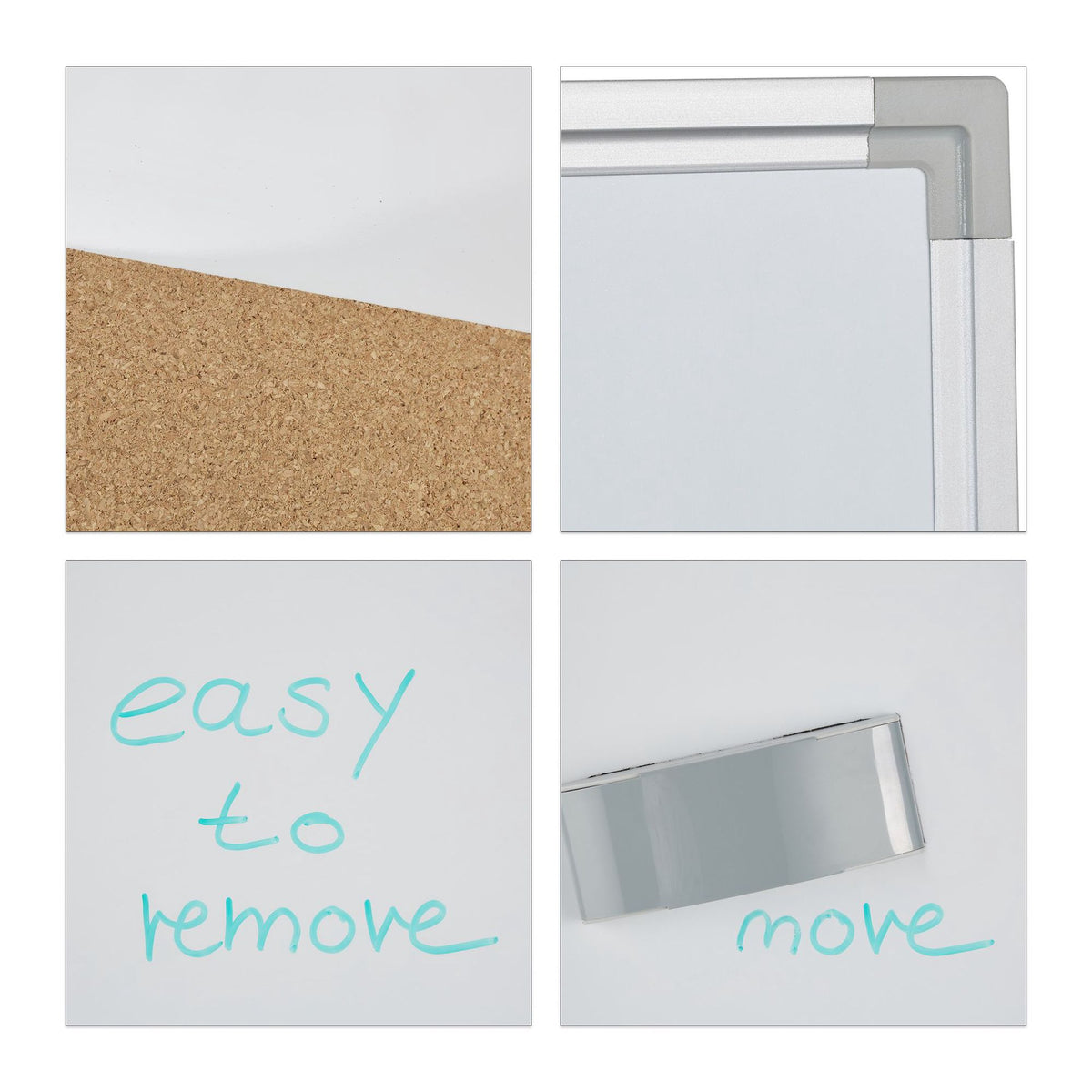 Combination of bulletin board and magnetic board