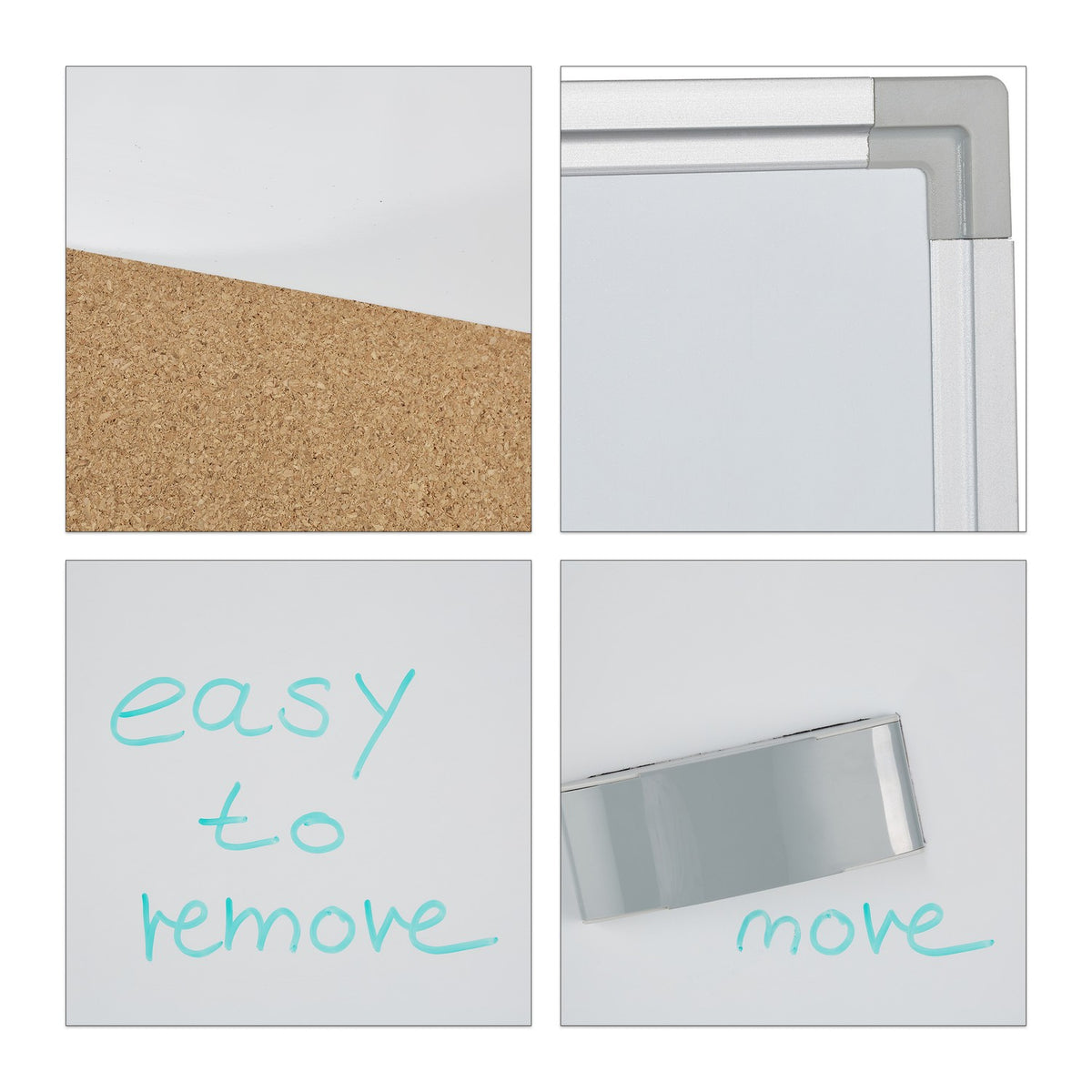 Combination of bulletin board and magnetic board