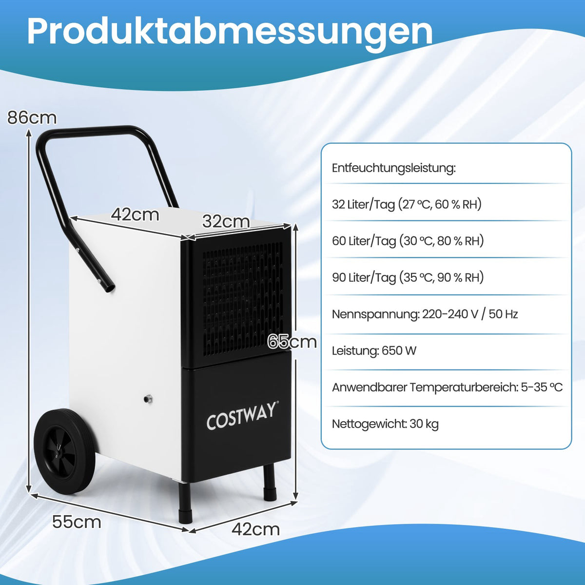 Commercial Dehumidifier 60 L/Day, Pump, 200 m²