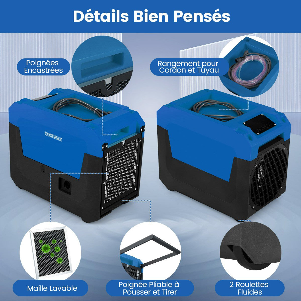 Commercial Dehumidifier 66 L/Day, Pump Drain, 167 m²