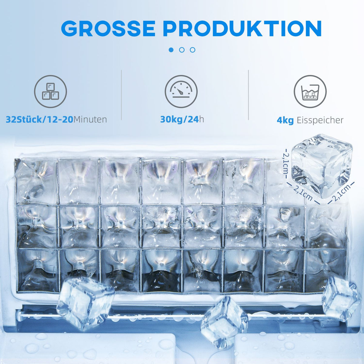 Commercial Ice Cube Machine 30kg/24H Ice Machine with Digital Control, Ice Cream Scoop, Self-Cleaning Ice Maker Machine Made of Stainless Steel for Office, Restaurant, Bar, Cafe |
