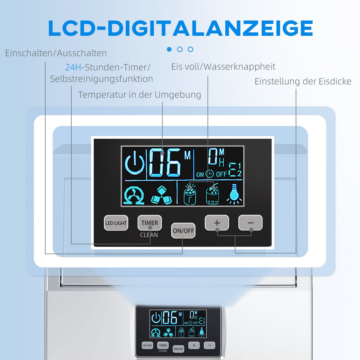 Commercial Ice Cube Machine 30kg/24H Ice Machine with Digital Control, Ice Cream Scoop, Self-Cleaning Ice Maker Machine Made of Stainless Steel for Office, Restaurant, Bar, Cafe |